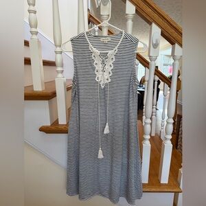 Max Studio Navy and White Striped Mini Dress